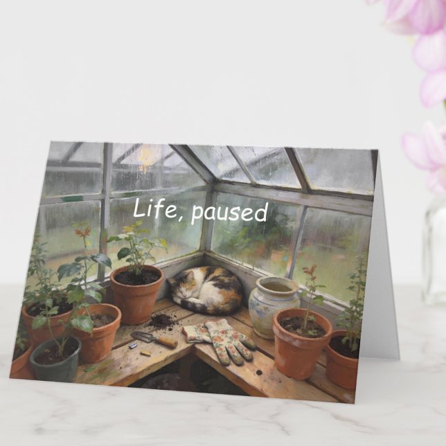 Cartão Charming Catnap in Greenhouse Encouragement Card (Catnap Encouragement All-Occasion Custom Card)
