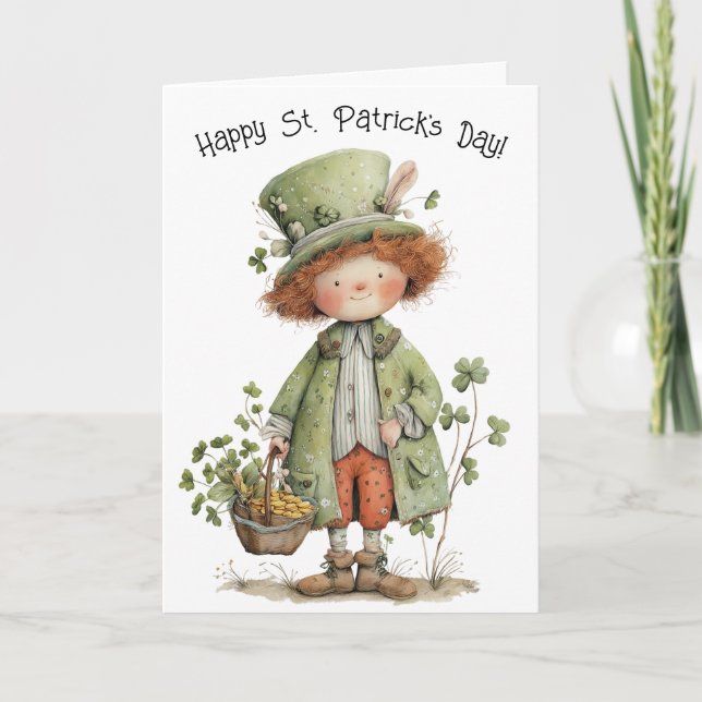 Cartão Charming Leprechaun Happy St Patrick's Day (Frente)