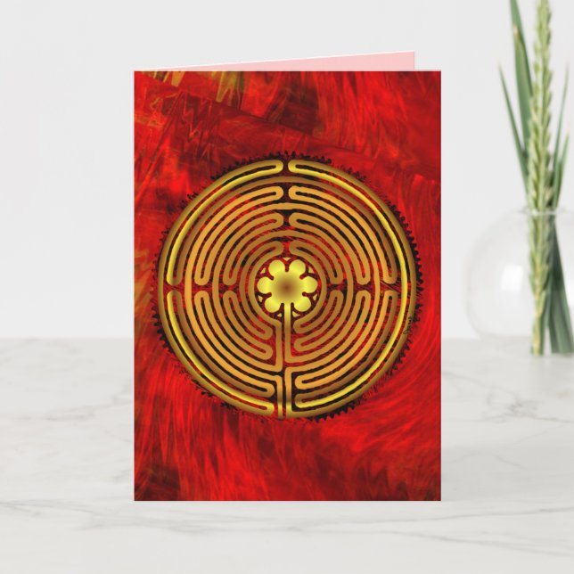 Cartão Chartres Labyrinth Fire Greeting Card (Frente)