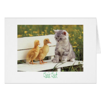 Cartão Chat de Pintinho de gatinho e patos