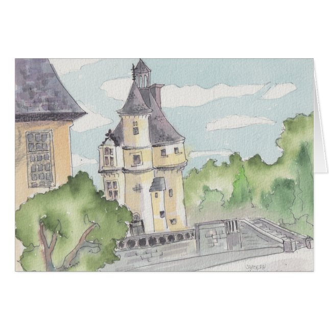 Cartão "Chateux" Watercolor Sketch Greeting Card (Frente Horizontal)