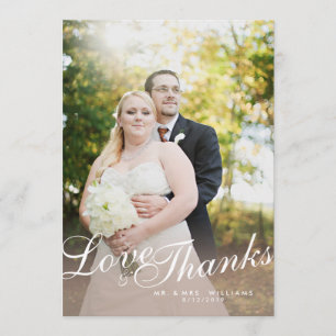 Cartão Chato de Agradecimento de Amor com Letra Mo