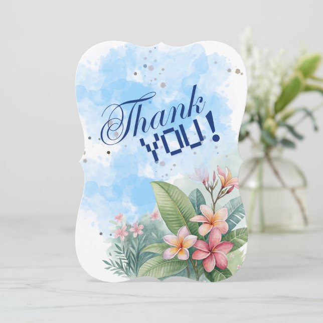 Cartão Chato de Aquarela Floral Tropical (Em pé/Frente)