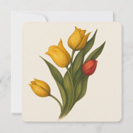 Cartão Chato de Florais de Tulipa,  Elegante e Ate