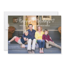 Cartão Chato de Foto de Feliz Natal Branco