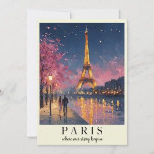 Cartão Chato de Noite Personalizado em Paris   Cit