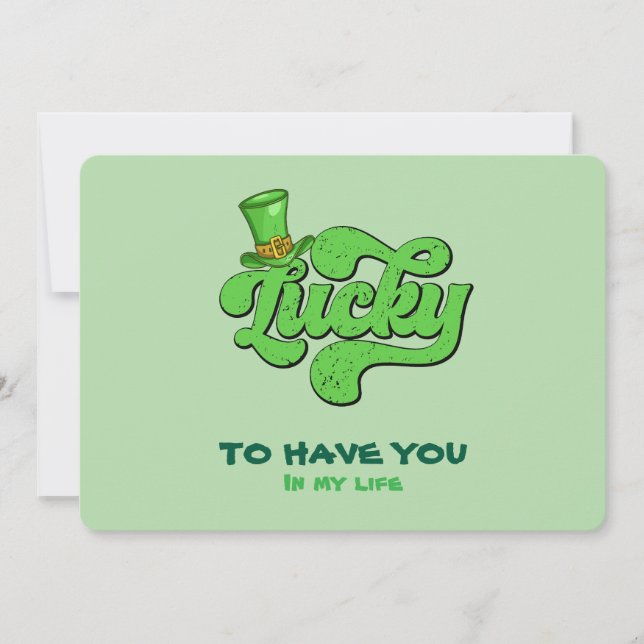 Cartão Chato do Sorte Shamrock Dia de São Patrício (Frente)