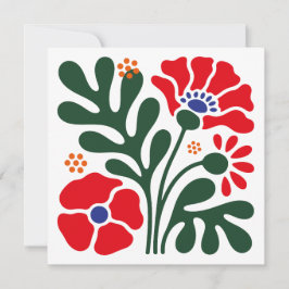 Cartão Chato Floral Abstrato Ousado com Motivo de