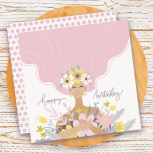 Cartão Chato Floral da Natureza para Aniversário