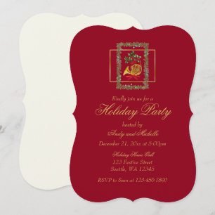 Cartão Chato Marrom Elegante de Natal com Trompa F