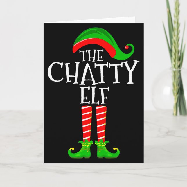 Cartão Chatty Elf Funny Matching Family Group Christmas P (Frente)