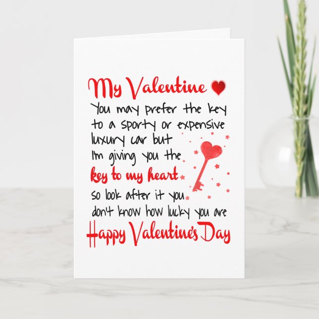 Cartão Chave do Meu Coração Presente do Dia dos Namorados (Frente)