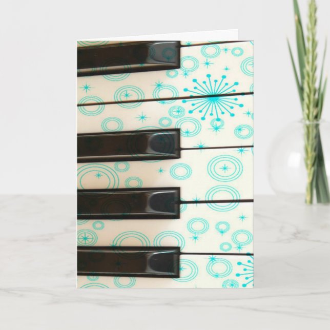 Cartão Chaves de Piano com Círculos Aqua (Frente)