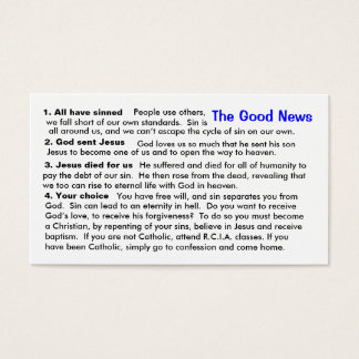 Cartão "Cheat Sheet" de Evangelização Católica