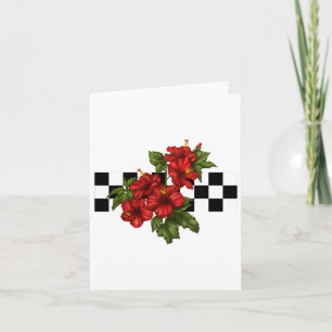 Cartão Checkerboard de flores tropicais do Havaí Hibiscus