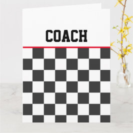 Cartão Checkerboard Sports Thankyou Coach Team Cores