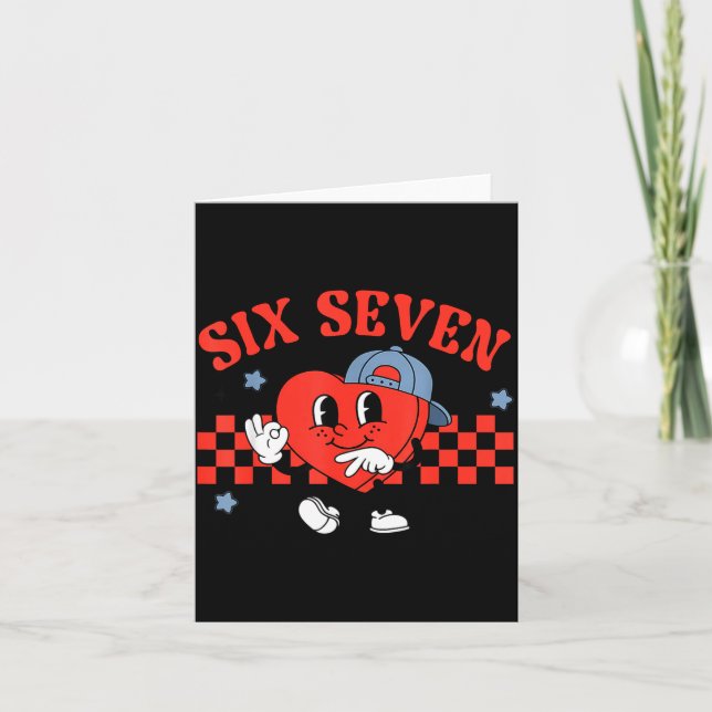 Cartão Checkered Six Seven Cool Hearts 67 Valentines Day  (Frente)