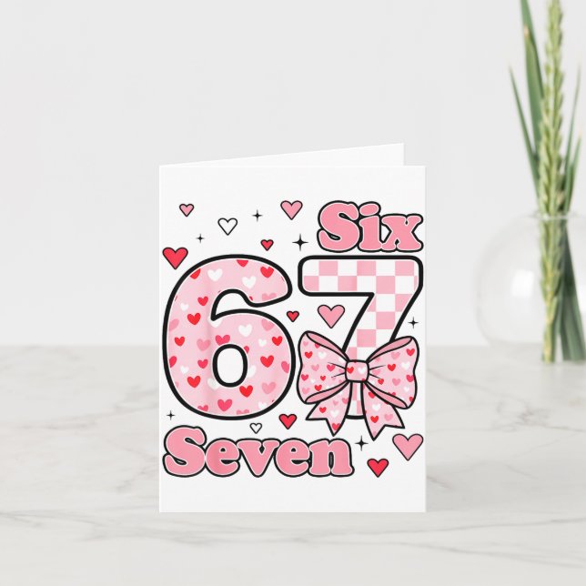 Cartão Checkered Valentine Cute Six Seven 6 7 Meme Teens  (Frente)
