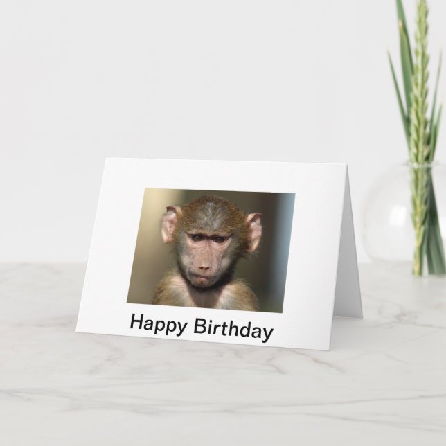 Cartão Cheeky Monkey Birthday Card - Cute Animal Design (Frente)