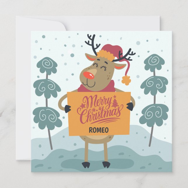 Cartão Cheeky Reindeer Christmas Greeting Card (Frente)