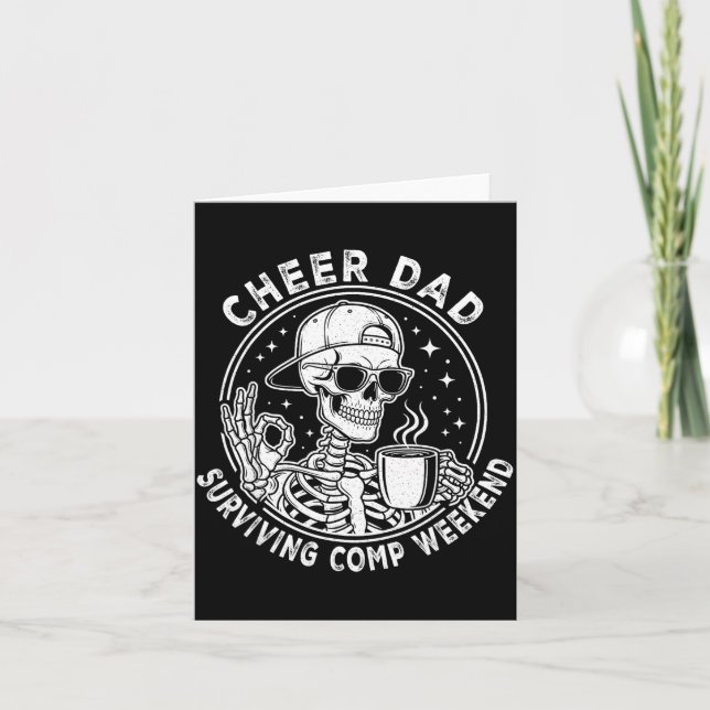 Cartão Cheer Dad Surviving Comp Weekend Skeleton Coffee F (Frente)