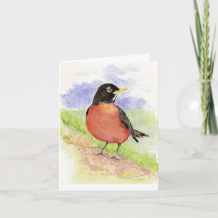 Cartão Cheerful American Robin Watercolor Bible Scripture