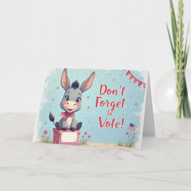 Cartão  Cheerful Donkey Vote Reminder (Frente)