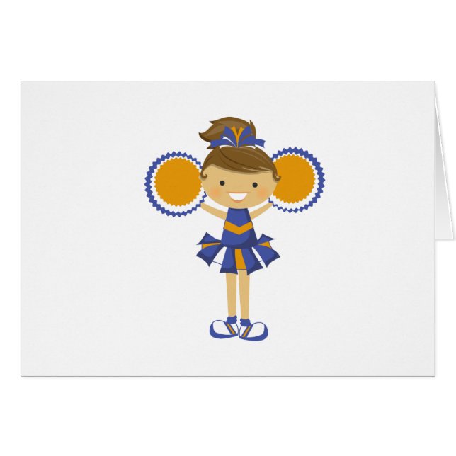 Cartão Cheerleader alaranjado e azul Notecard (Frente Horizontal)