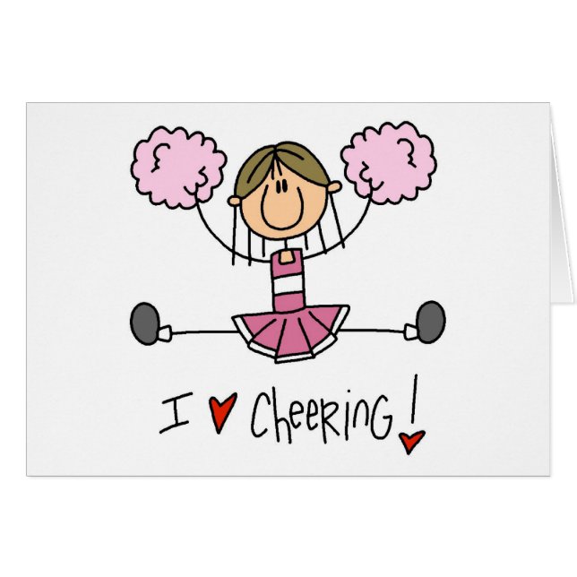 Cartão Cheerleader cor-de-rosa (Frente Horizontal)