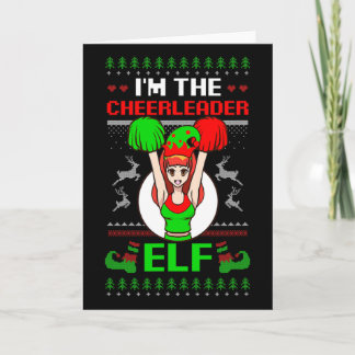 Cartão Cheerleader Elf Design Christmas Cheerleading 