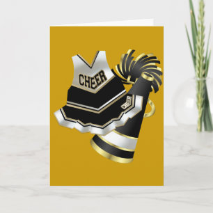 Cartão Cheerleader preto e branco Dourado