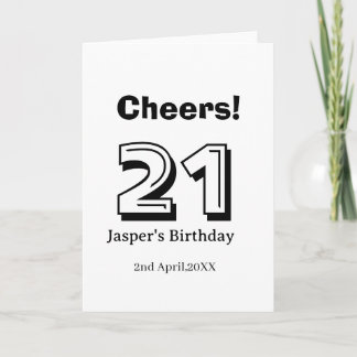 Cartão Cheers 21 birthday bold letter name boy man gifts 