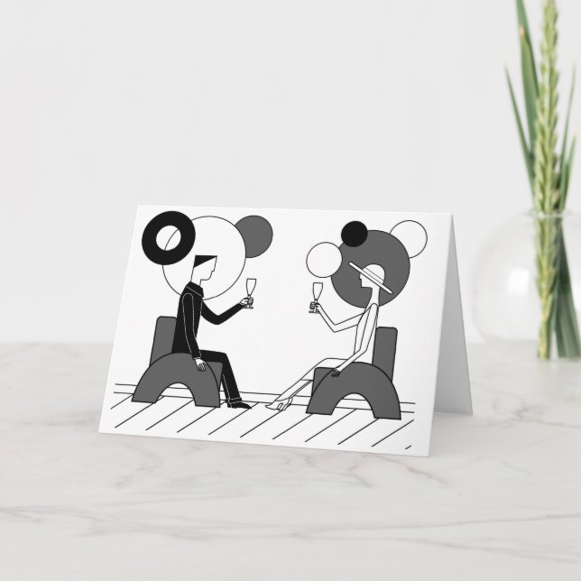 Cartão "Cheers!" Art Deco (Frente)