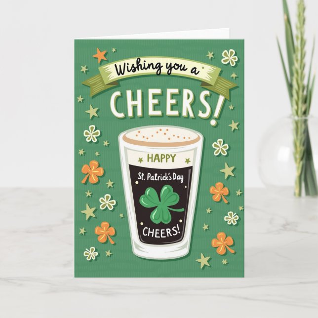 Cartão Cheers Glitter Texture St Patricks Card (Frente)