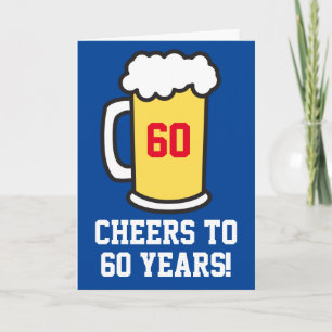 Cartão Cheers To 60 Years Beer Birthday (Blank Inside)