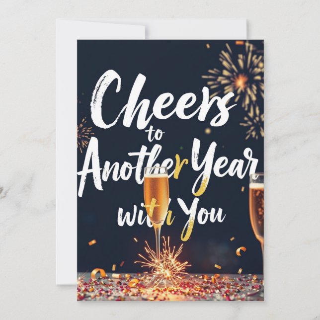Cartão Cheers to Another Year with You New Year Card (Frente)