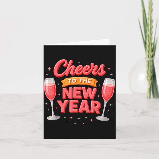 Cartão Cheers To The New Year 2026 Champagne New Years Ev (Frente)