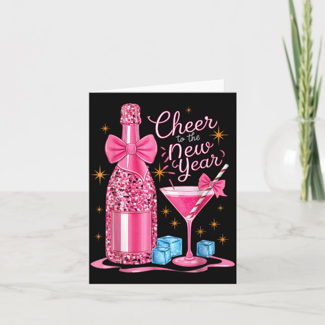 Cartão Cheers To The New Year 2026 Champagne New Years Ev (Frente)
