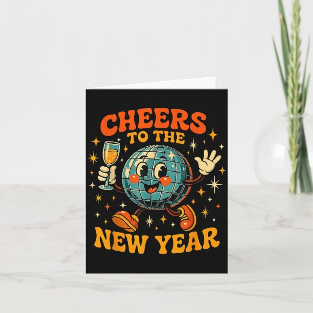 Cartão Cheers To The New Year 2026 Retro Party Gift  (Frente)
