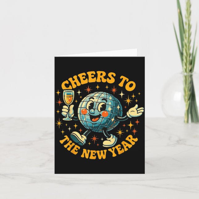 Cartão Cheers To The New Year 2026 Retro Party Gift  (Frente)