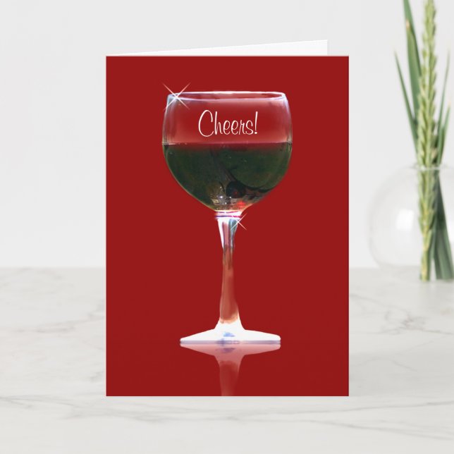 Cartão Cheers Wine Happy Birthday Card (Frente)