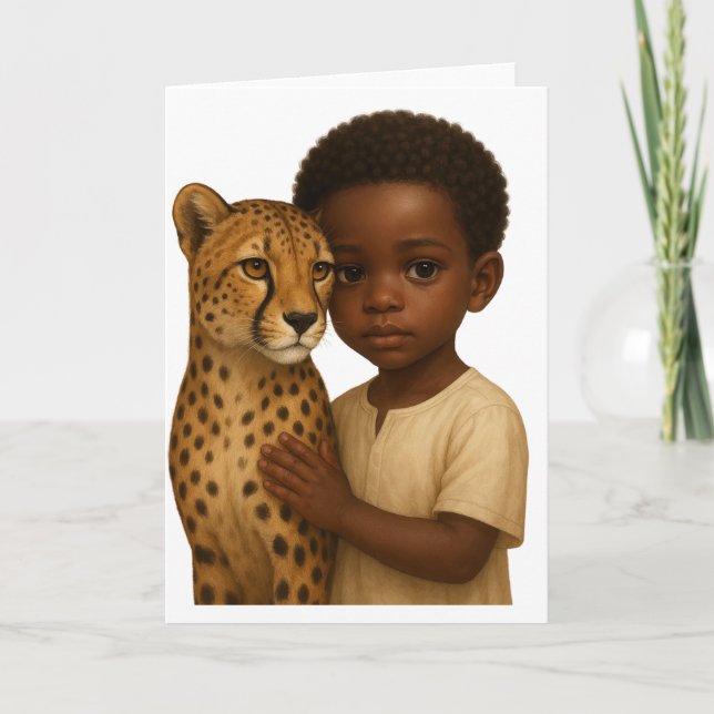 Cartão Cheetah & Boy: Bond of the wild and innocent (Frente)