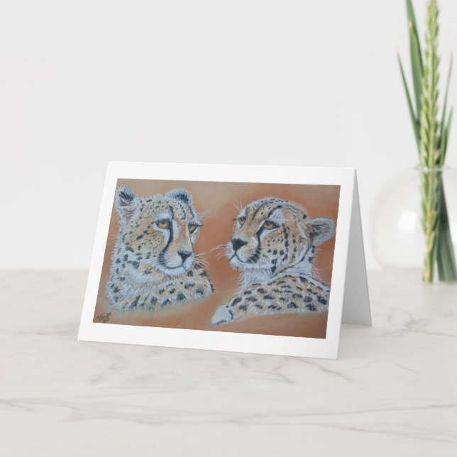 Cartão Cheetah estuda carta de aniversário (Frente)