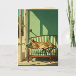 Cartão Cheetah Resting in Sunlit Room