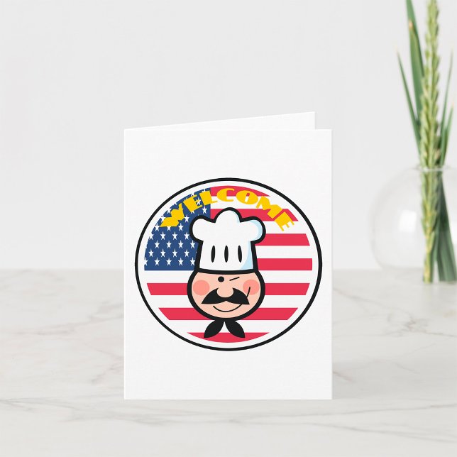 Cartão Chef Bem-vindo com bandeira americana (Criador carregado)