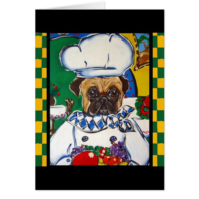 Cartão Chef de Frutos do Mar Pug (Frente)