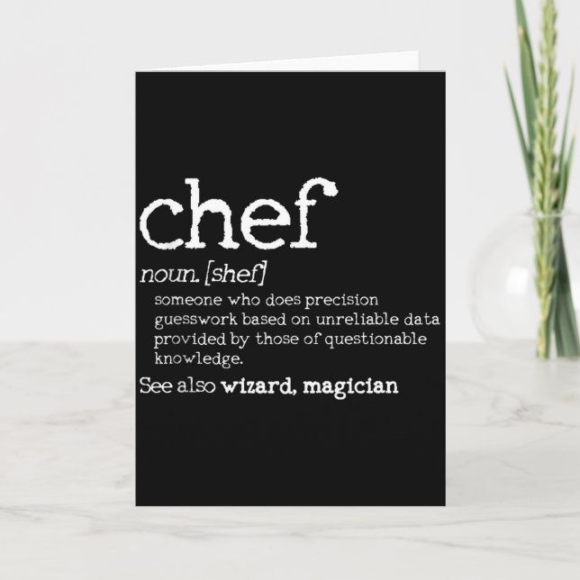 Cartão Chef Definition - Funny Dictionary Cooking Gift Ta (Frente)