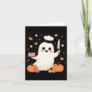 Cartão Chef Fantasma Com Dia de as Bruxas engraçado Sushi