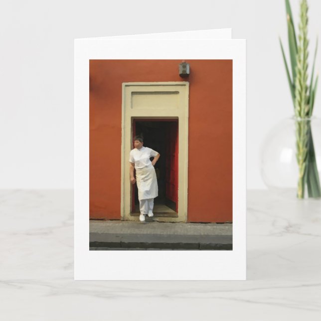 Cartão Chef in doorway prague dry brush for card (Frente)