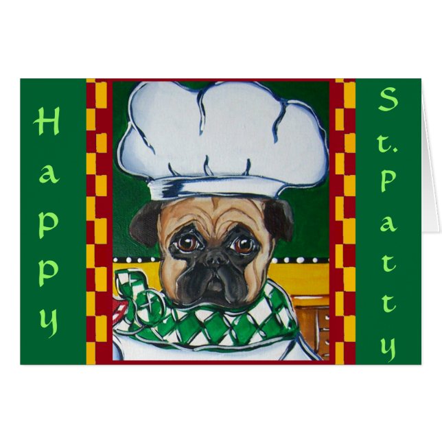 Cartão Chef Irlandês Pug (Frente Horizontal)